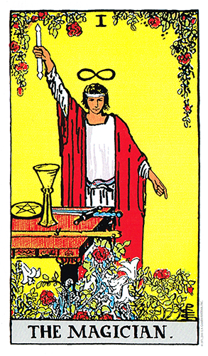 The Magician tarot card from the Rider-Waite deck